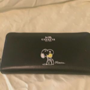 Coach black leather wallet with Snoopy